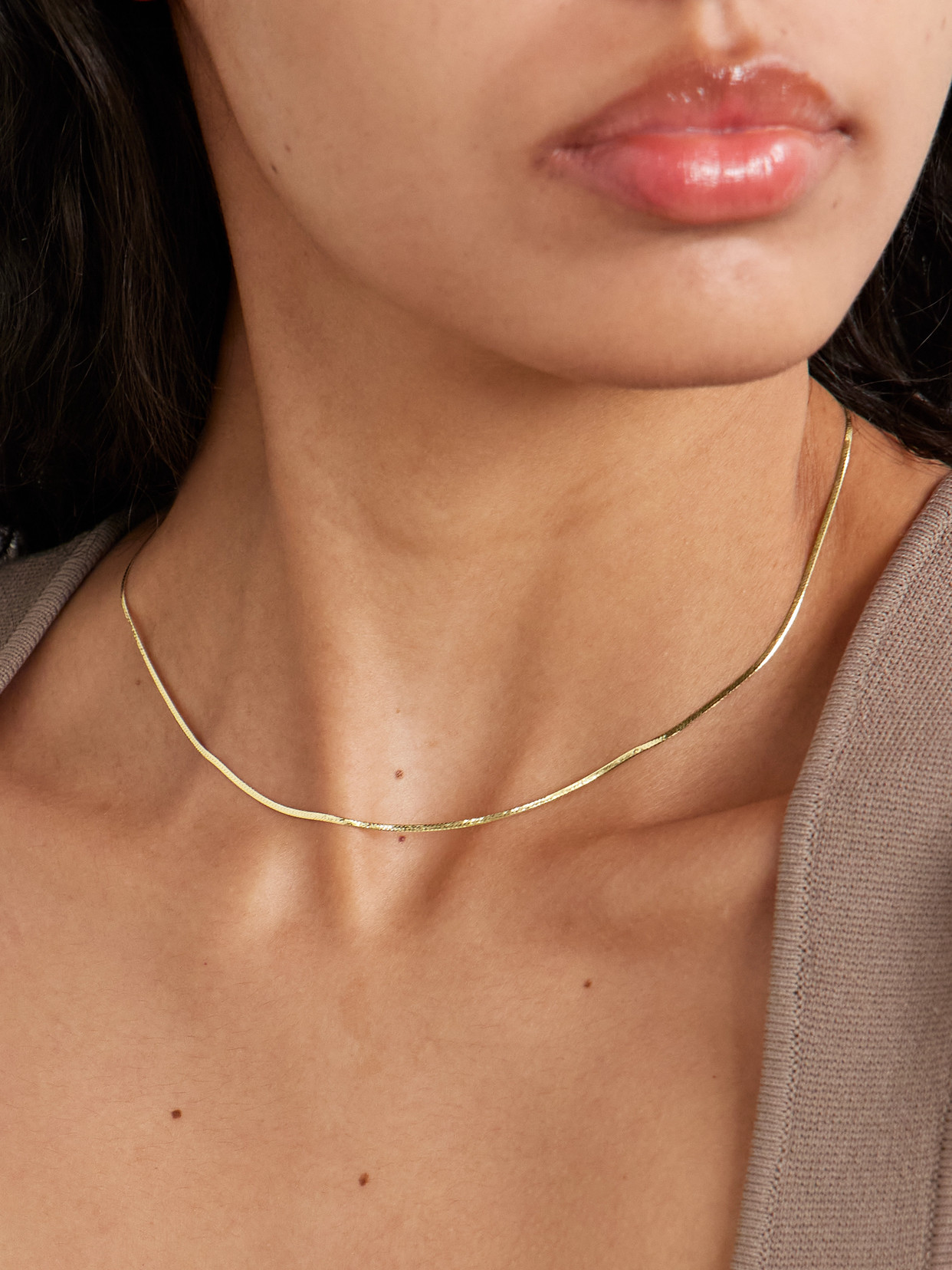 Loren Stewart Demi Herringbone Gold Necklace