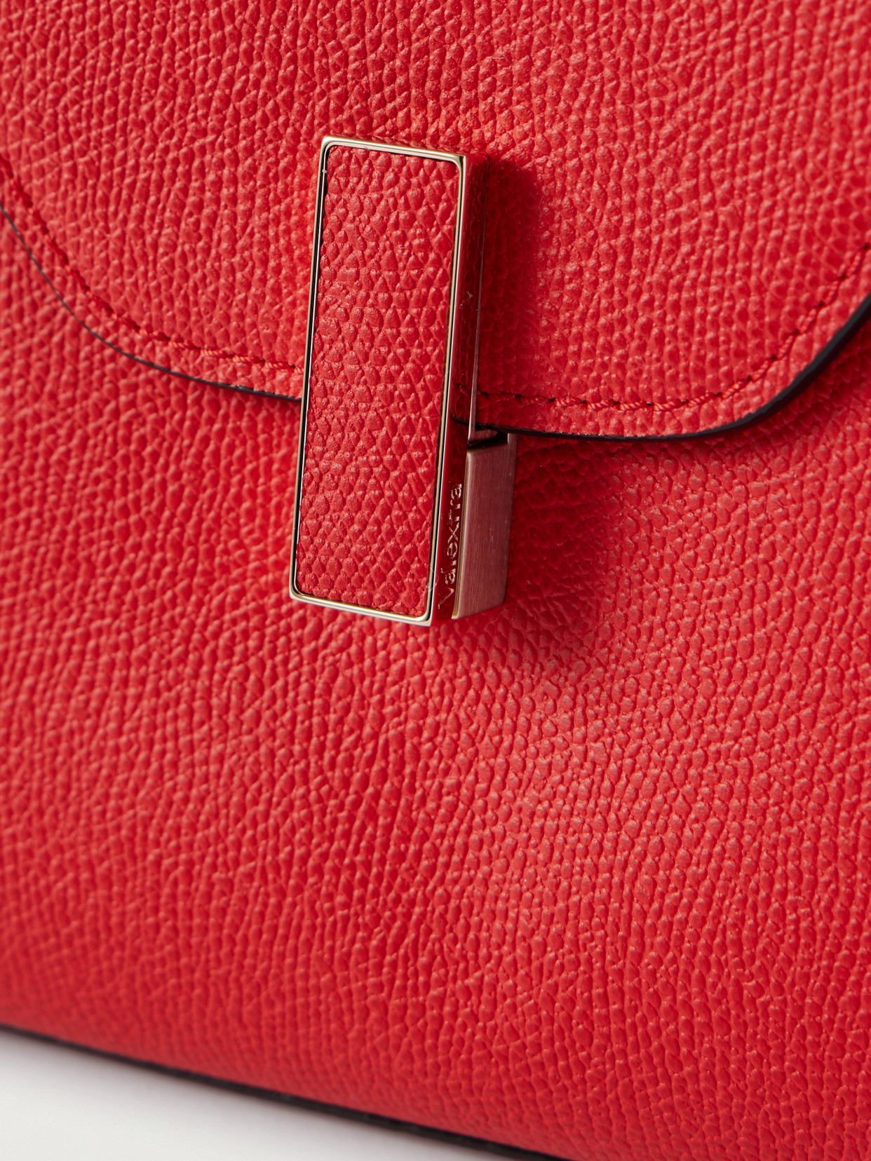 Valextra Iside Mini Textured-leather Tote In Red