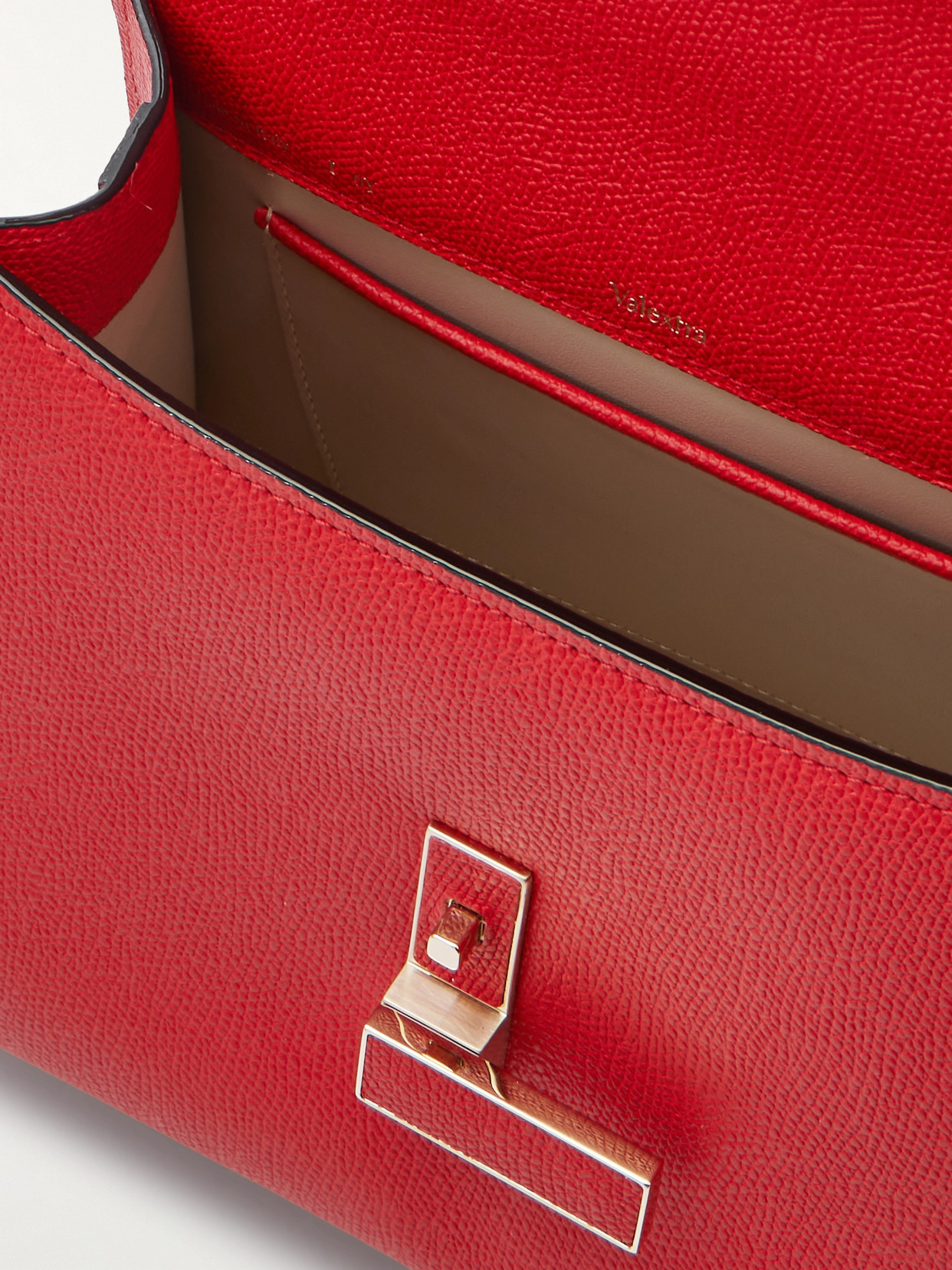 Valextra Iside Mini Textured-leather Tote In Red