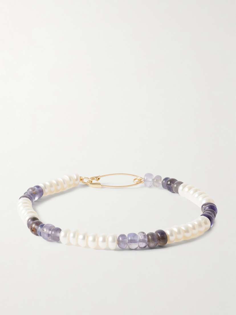 Loren Stewart 14-karat Gold, Iolite And Pearl Bracelet