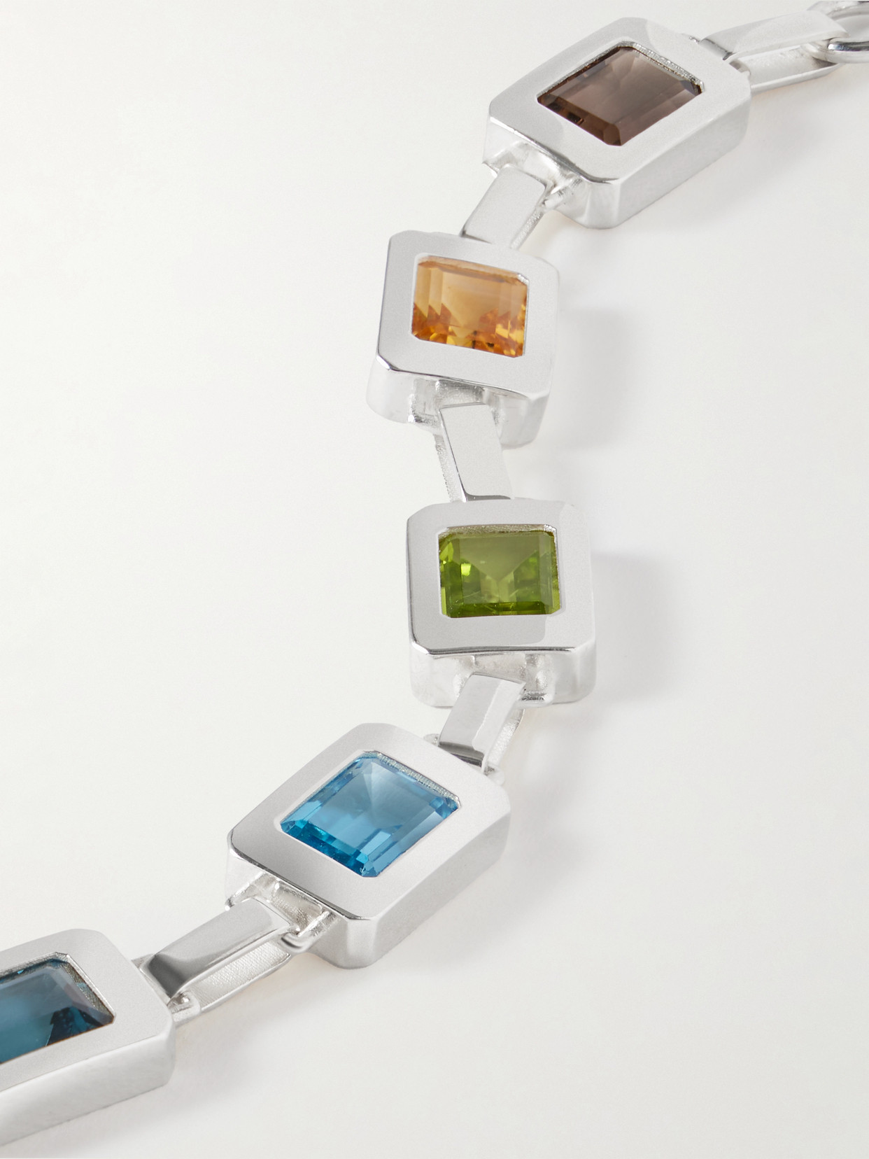 Loren Stewart Roca Link Sterling Silver Multi-stone Bracelet