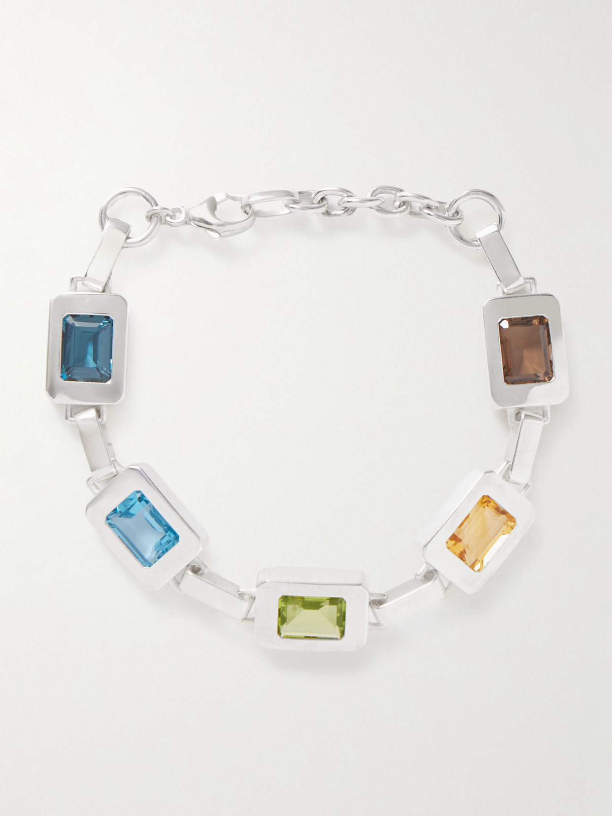 Loren Stewart Roca Link Sterling Silver Multi-stone Bracelet
