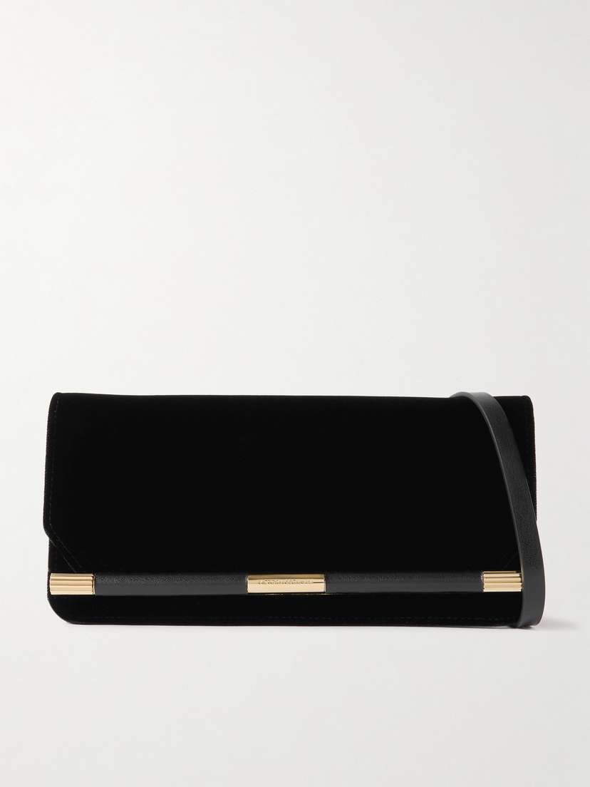 Victoria Beckham Velvet And Leather Clutch