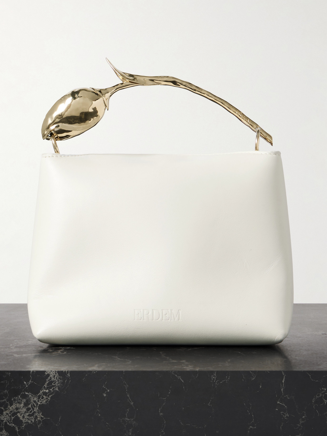 Erdem Bloom Mini Leather Clutch In White