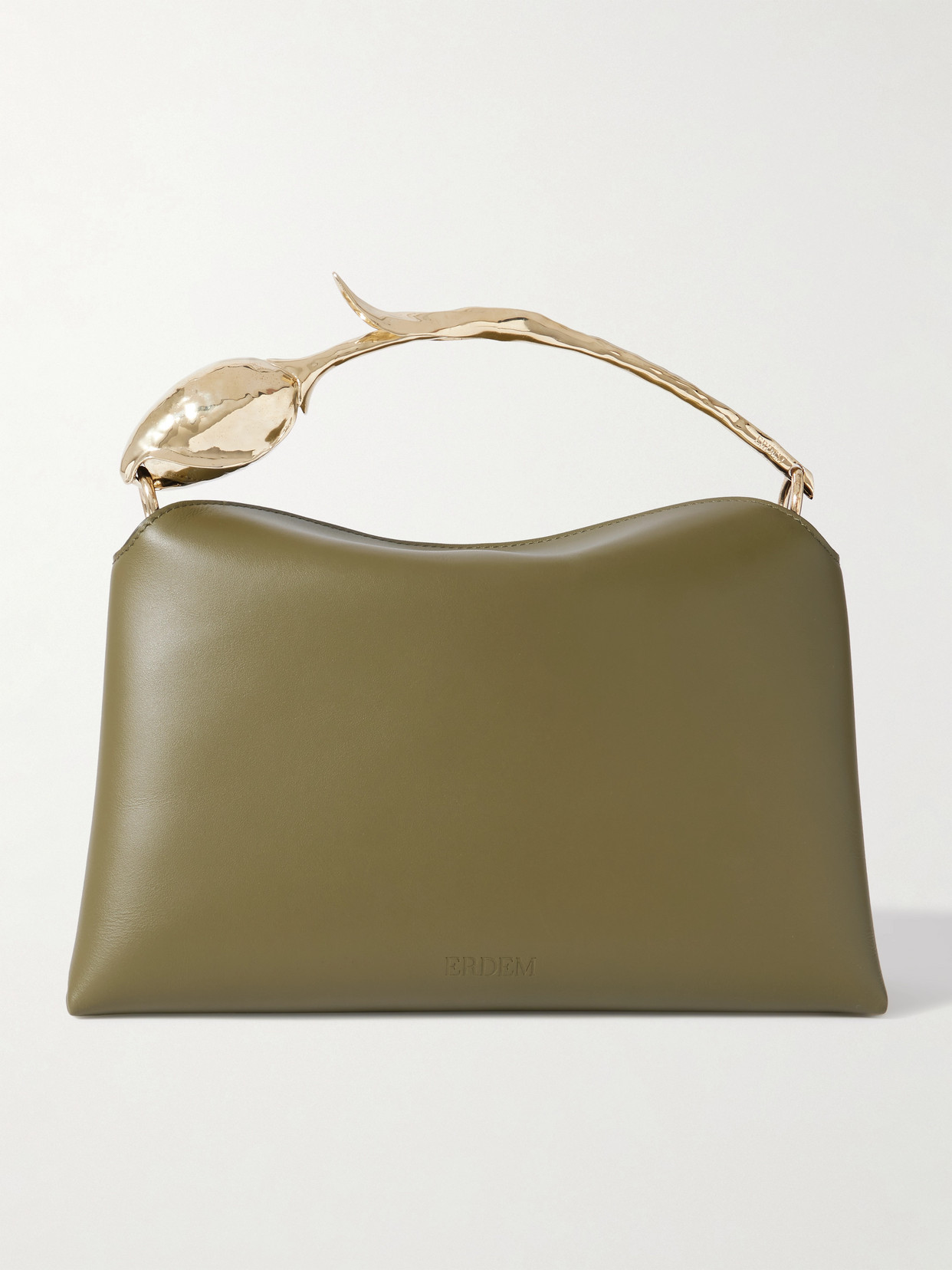 Erdem Bloom Midi Leather Shoulder Bag In Green