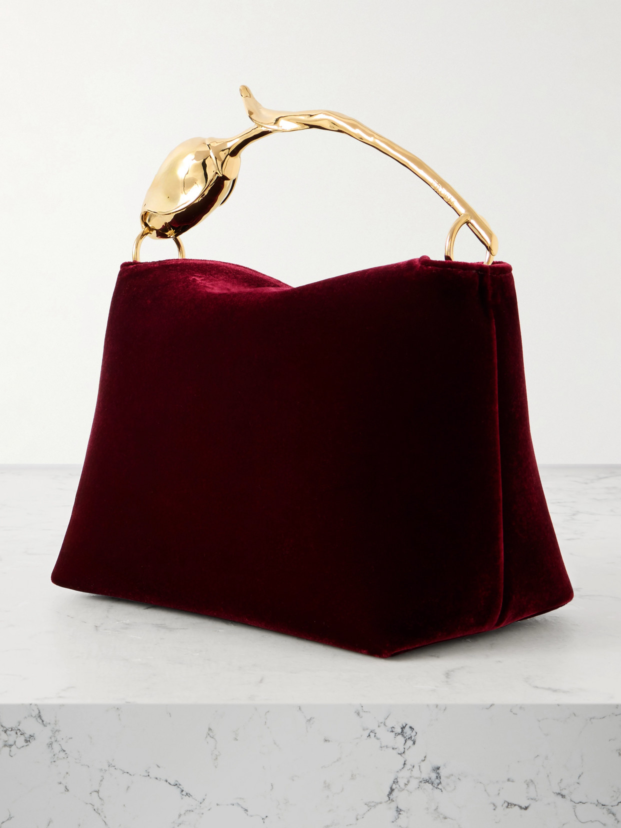 Erdem Womens Malbec Bloom Mini Velvet Top Handle Bag In Burgundy