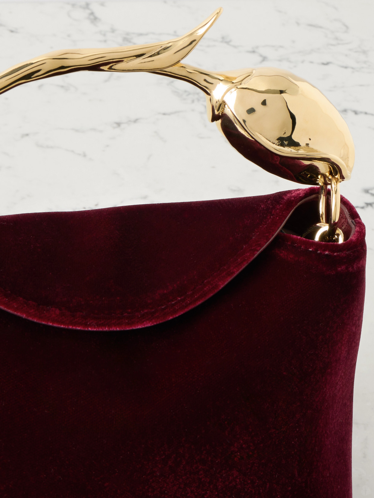 Erdem Womens Malbec Bloom Mini Velvet Top Handle Bag In Burgundy