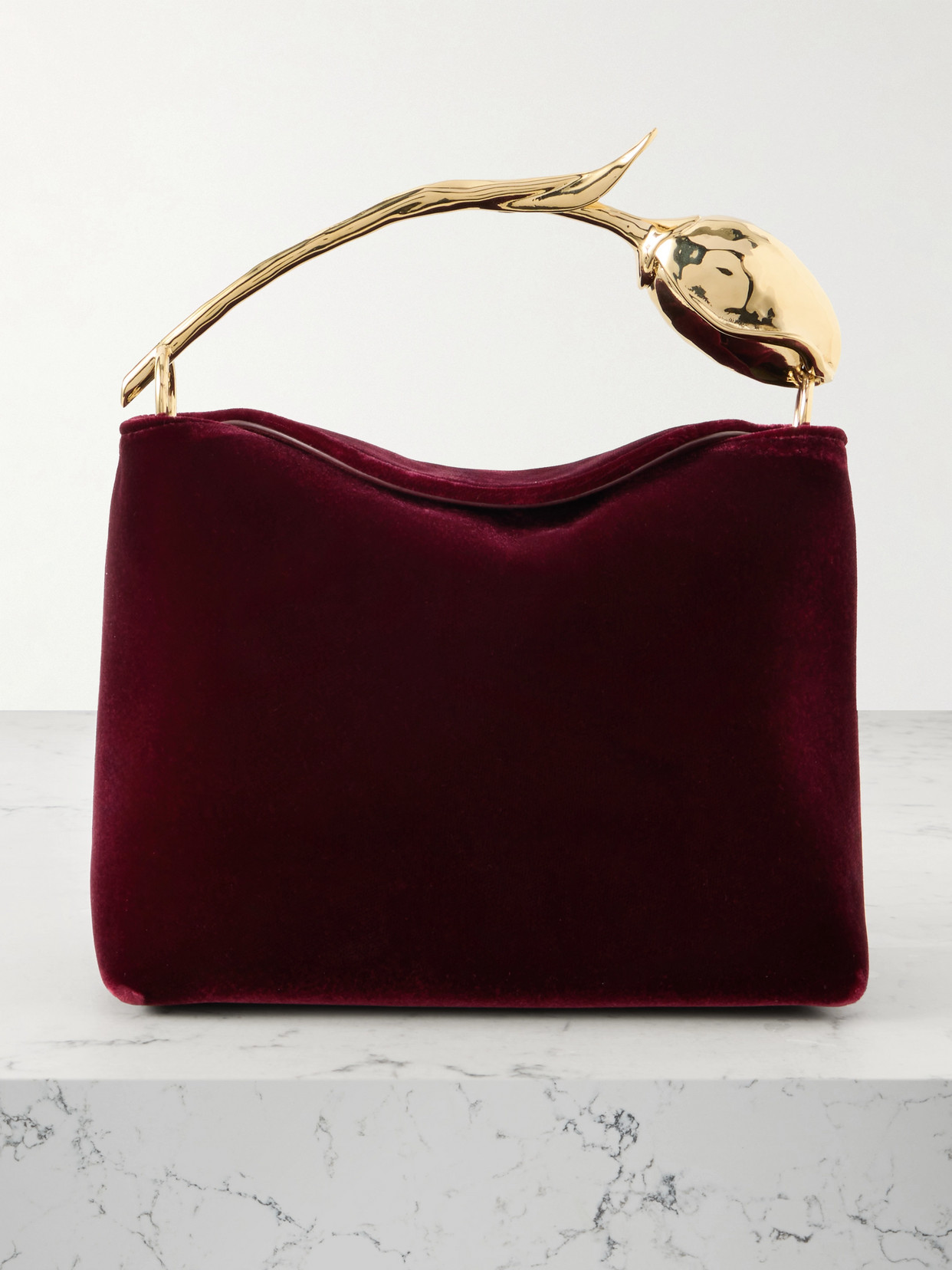 Erdem Bloom Mini Velvet Clutch In Burgundy