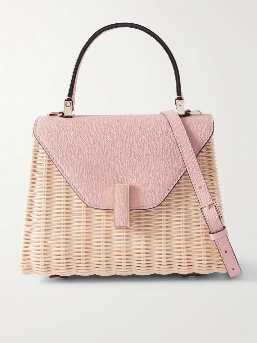 Valextra Iside Mini Leather-trimmed Rattan Tote