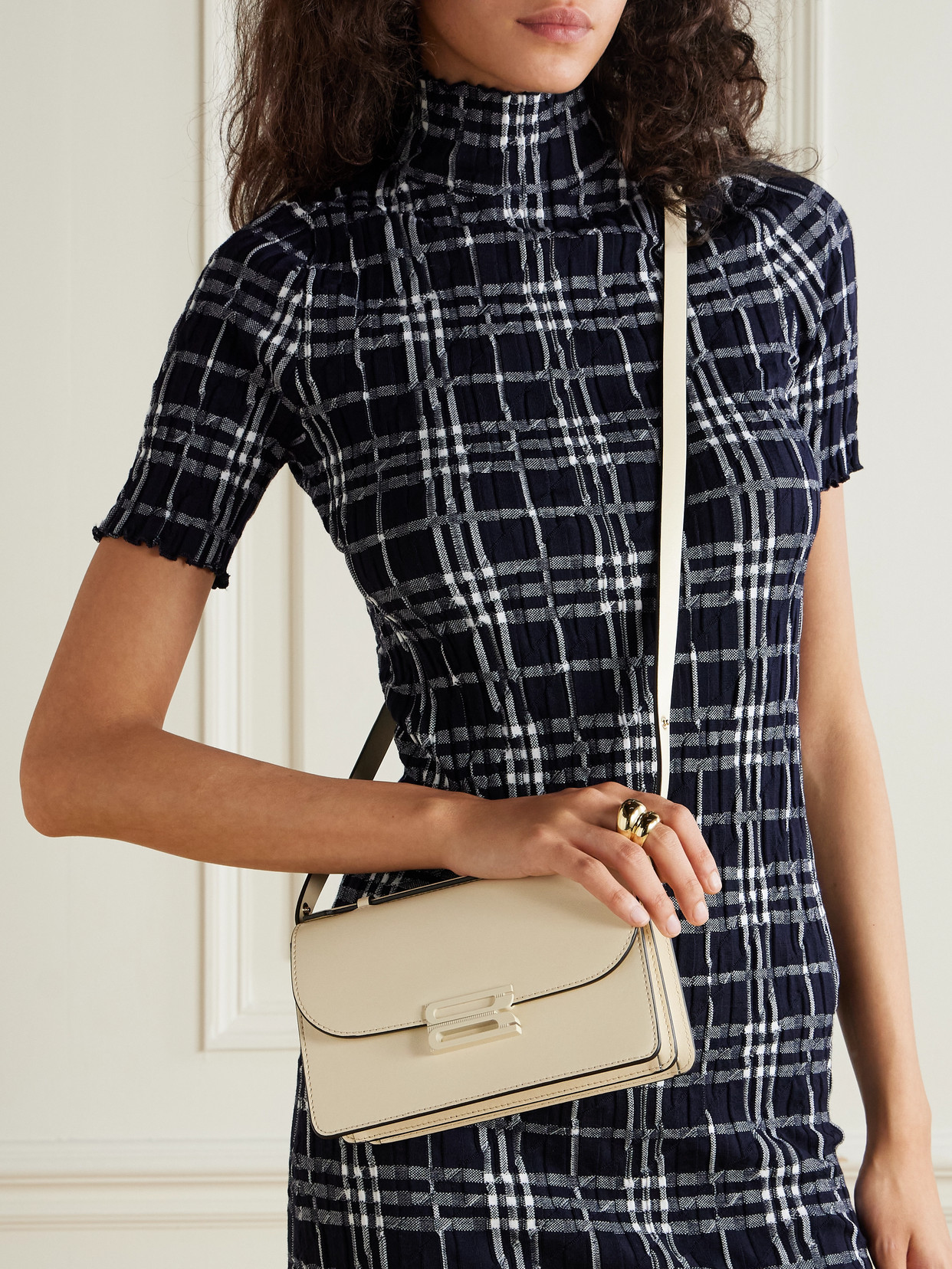 Victoria Beckham B Buckle Mini Leather Shoulder Bag