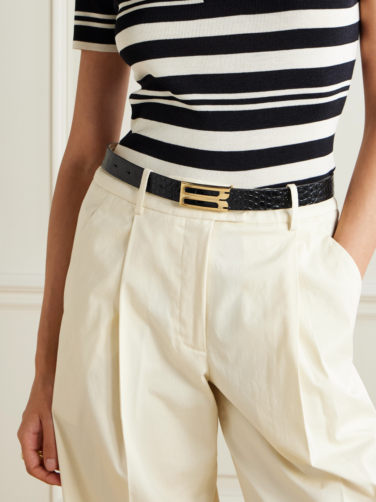 Victoria Beckham Frame Croc-effect Leather Belt