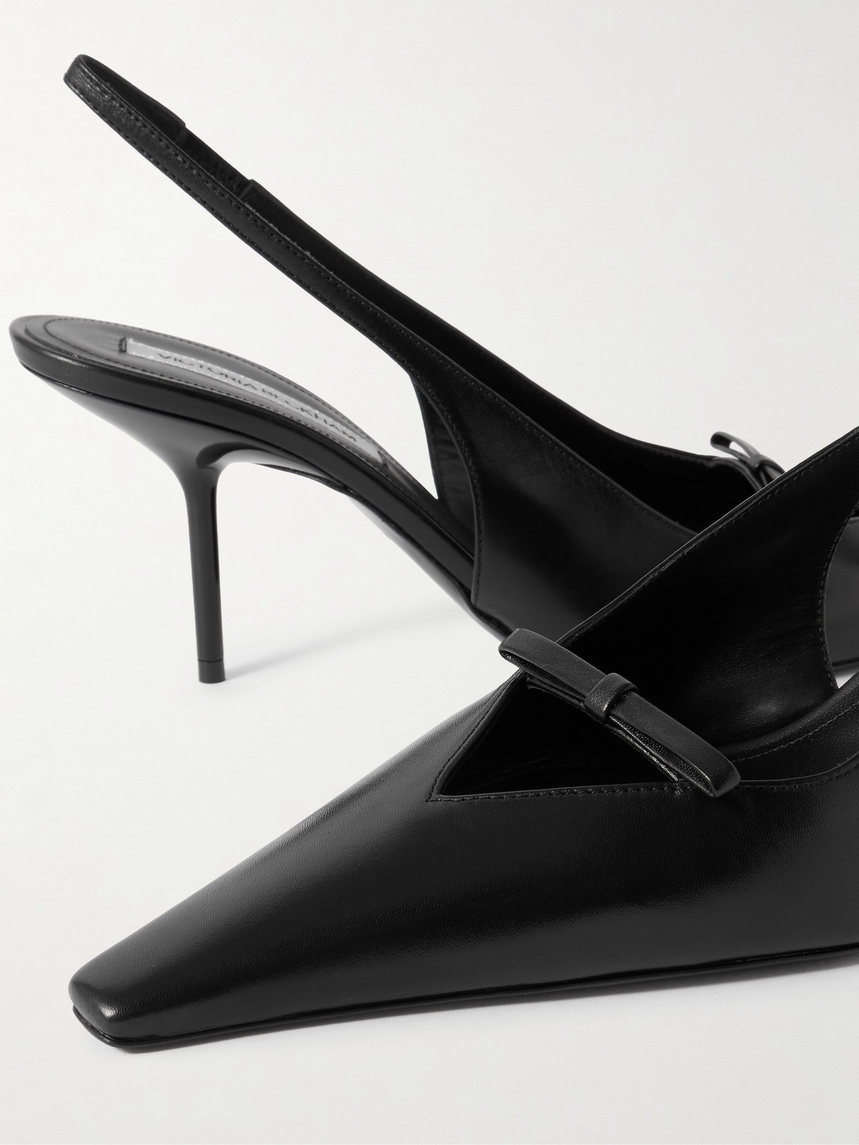 Victoria Beckham Sloan Bow-embellished Leather Slingback Pumps In Black