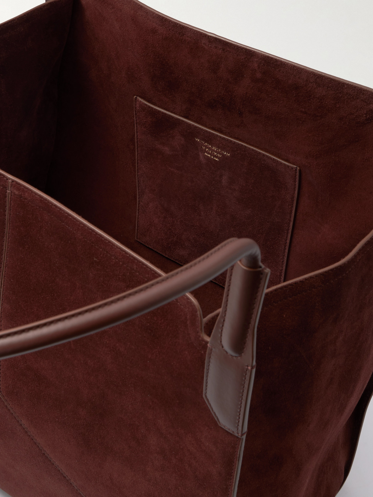 Victoria Beckham Victoria Leather-trimmed Paneled Suede Tote