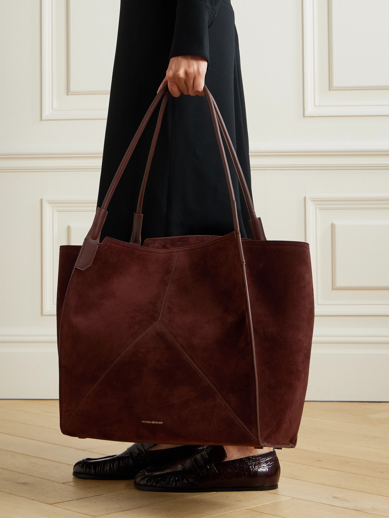 Victoria Beckham Victoria Leather-trimmed Paneled Suede Tote