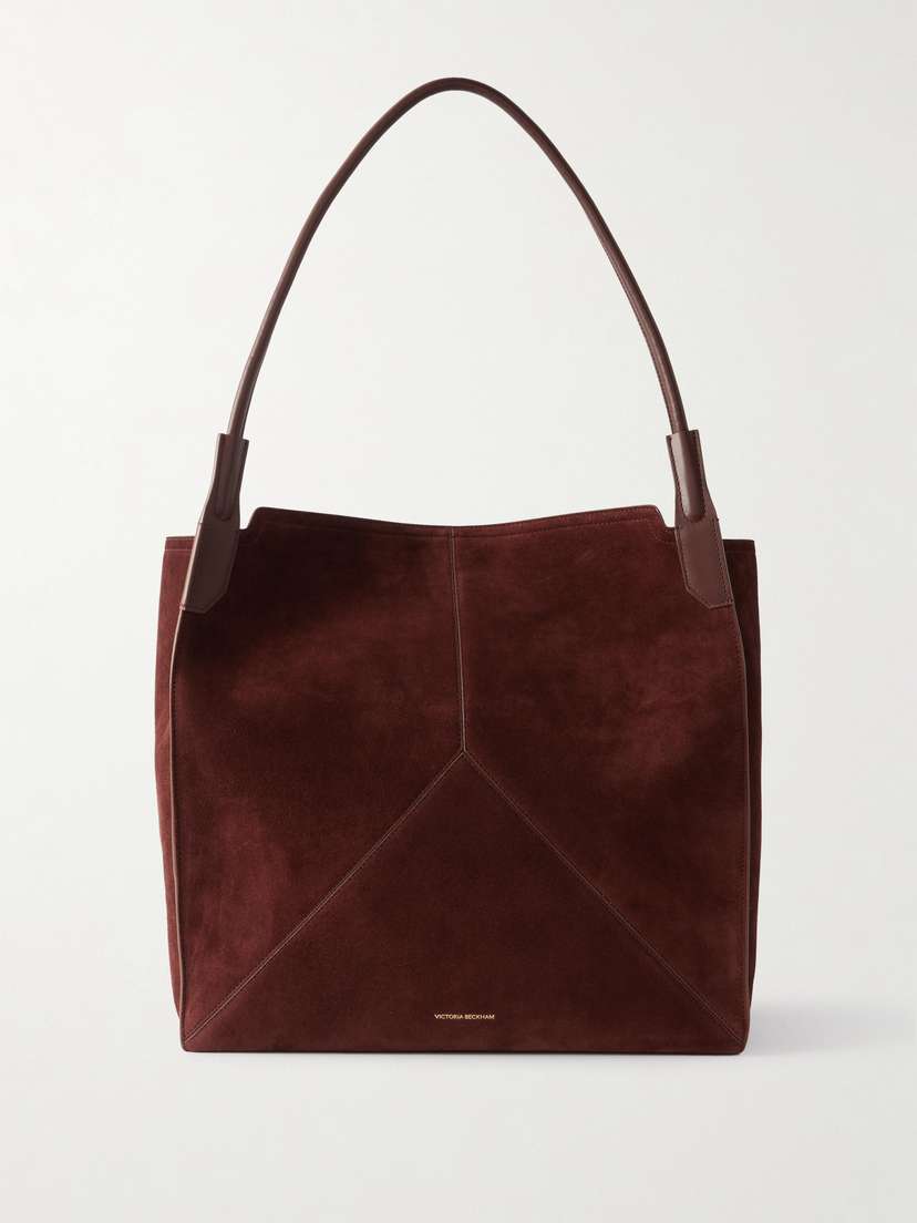 Victoria Beckham The Victoria Soft Leather-trimmed Paneled Suede Tote