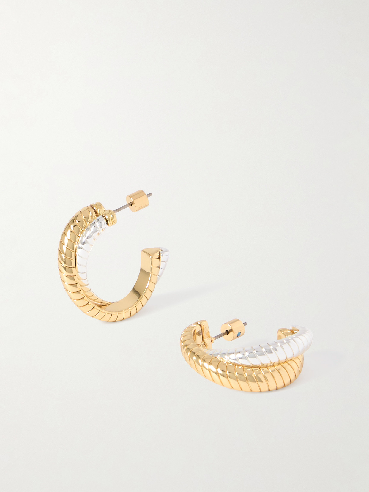 Roxanne Assoulin The Double Cobra Gold- And Silver-tone Hoop Earrings