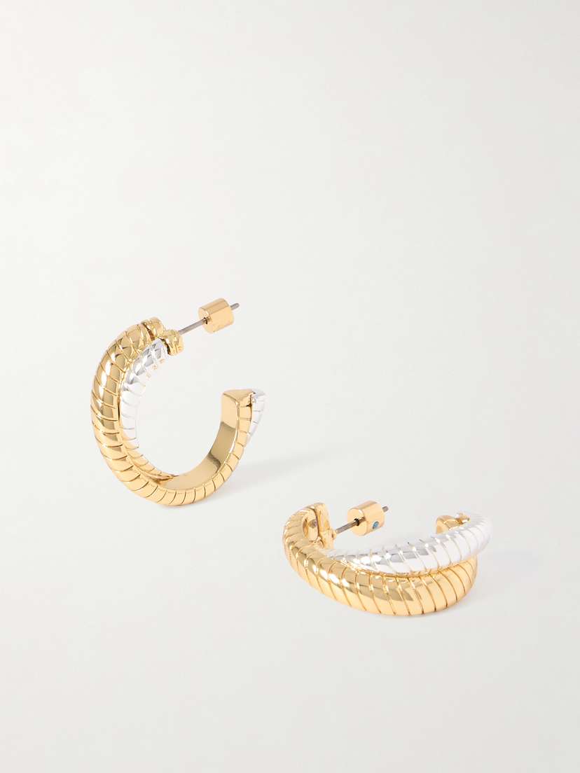 Roxanne Assoulin The Double Cobra Gold- And Silver-tone Hoop Earrings