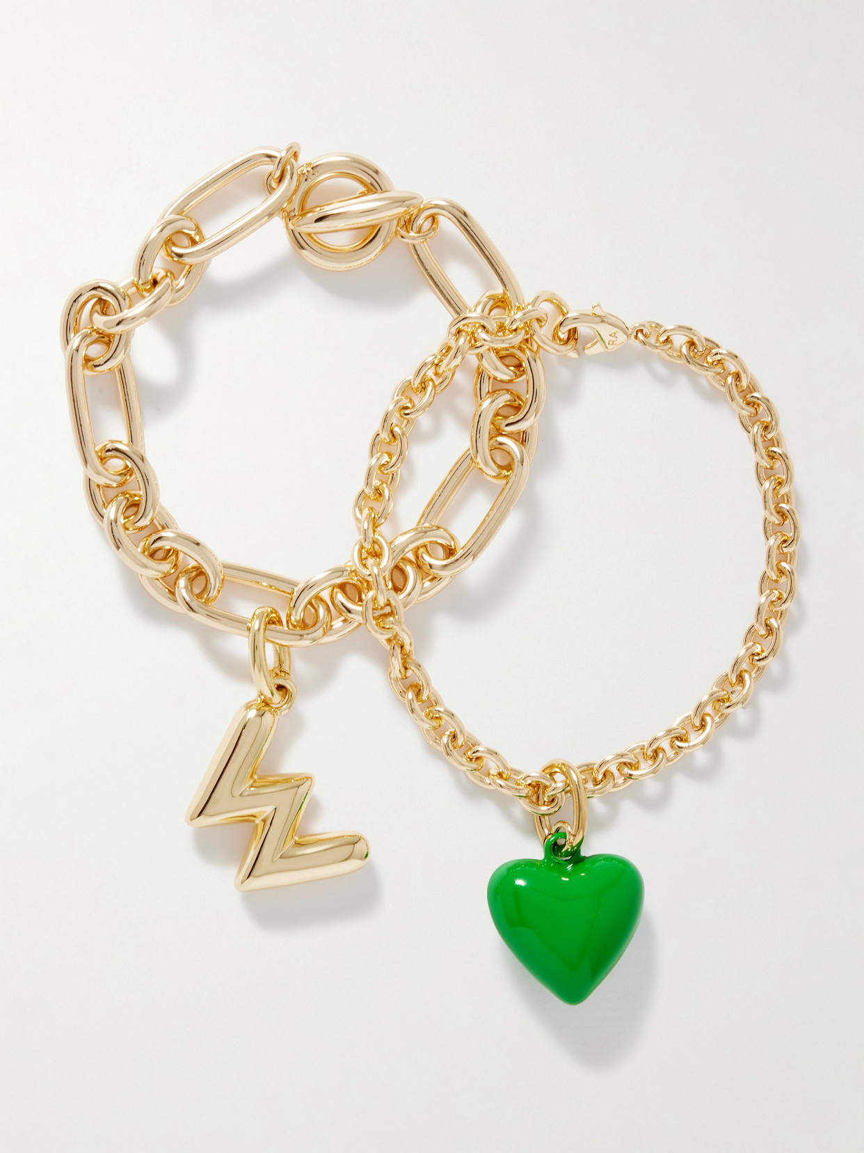 Roxanne Assoulin The Happy Heart Initial Set Of Two Gold-tone And Enamel Bracelets