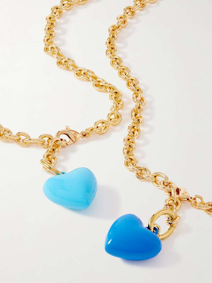 Roxanne Assoulin The Mini Happy Set Of Two Gold-tone And Enamel Necklaces