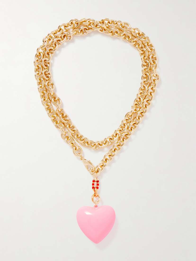 Roxanne Assoulin The Puffy Heart Gold-tone And Enamel Necklace
