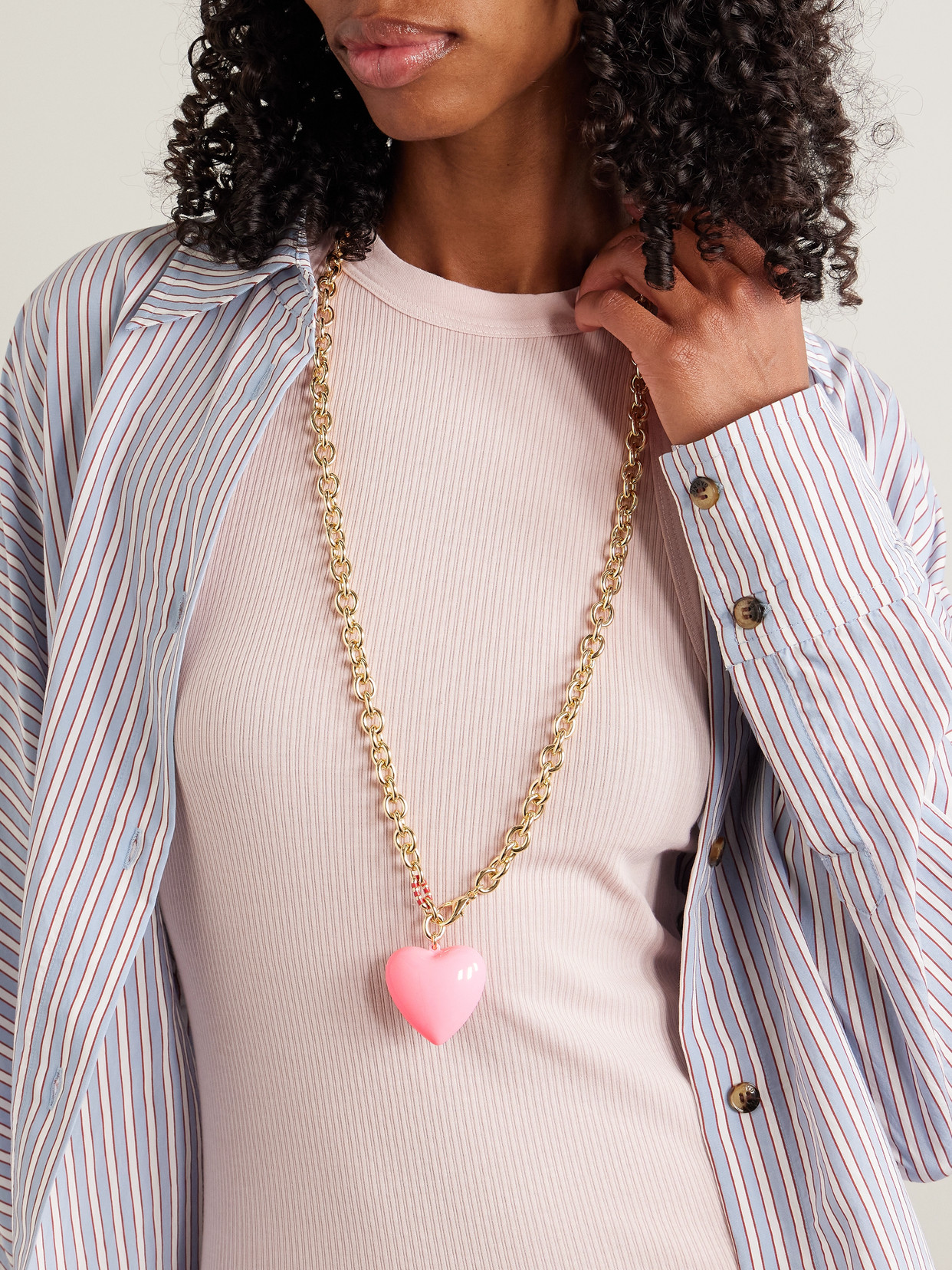 Roxanne Assoulin The Puffy Heart Gold-tone And Enamel Necklace