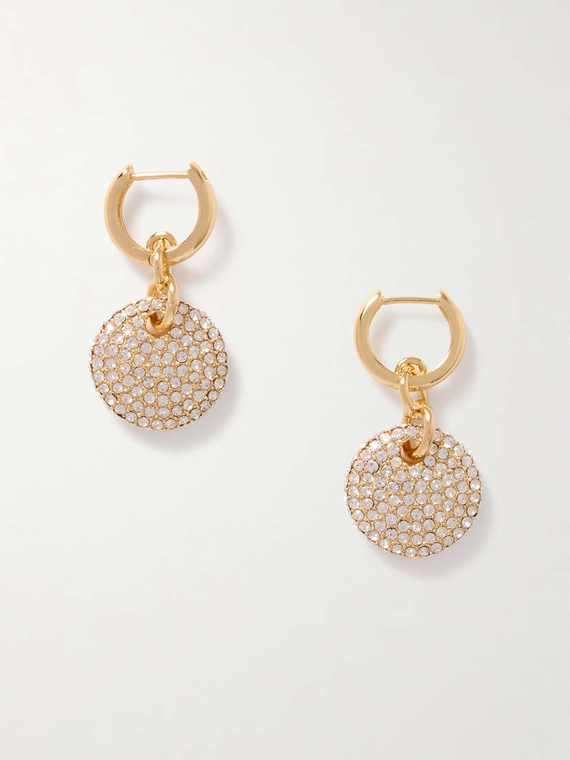 Roxanne Assoulin The Pavé Lentil Gold-tone Crystal Hoop Earrings