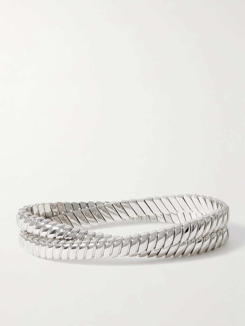 Roxanne Assoulin Double Cobra Silver-tone Bracelet