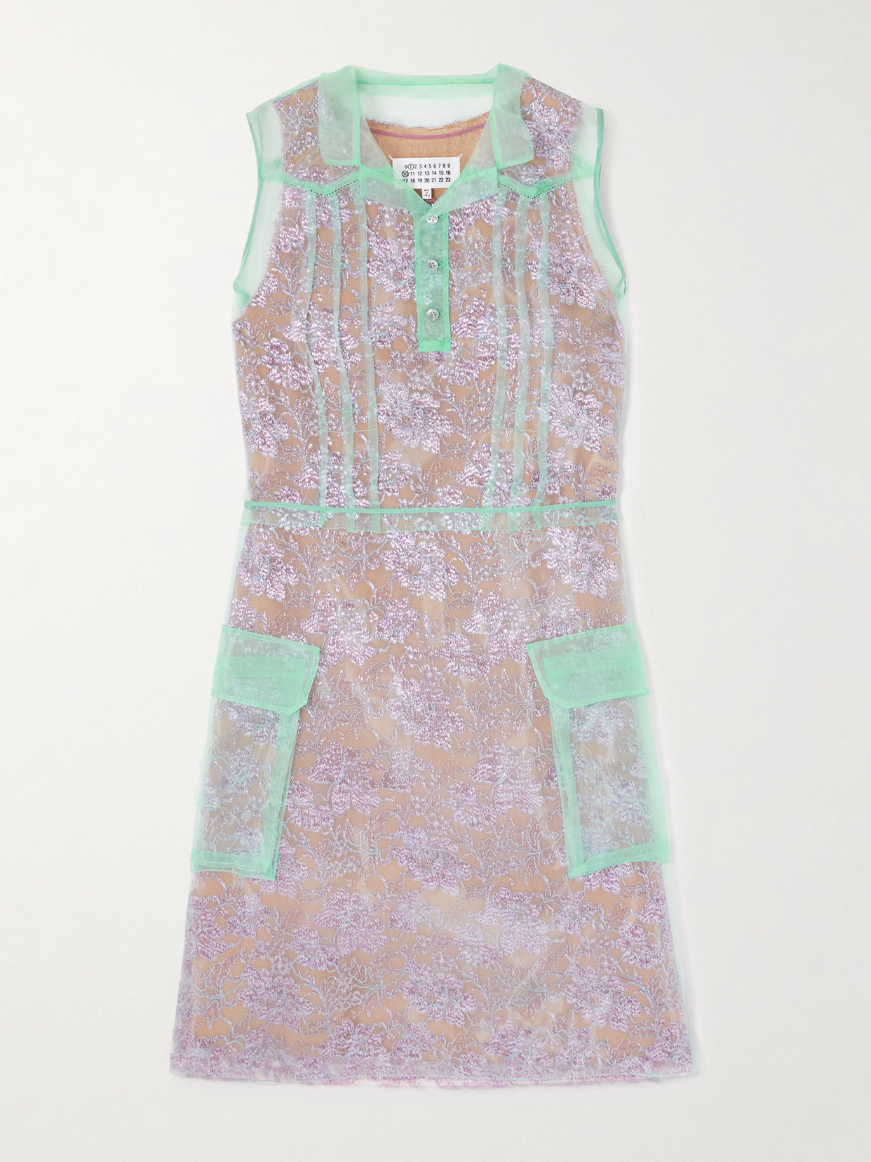 Maison Margiela Layered Organza And Lace Midi Dress In Multi