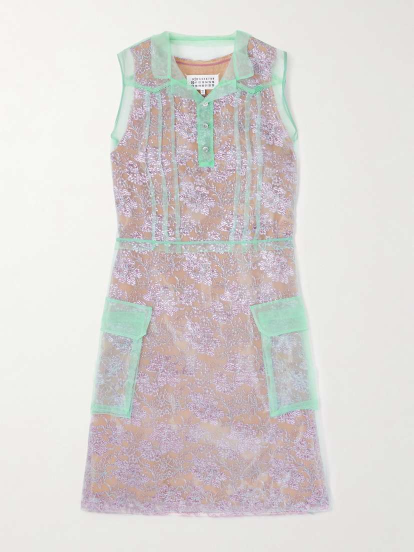 Maison Margiela Layered Organza And Lace Midi Dress