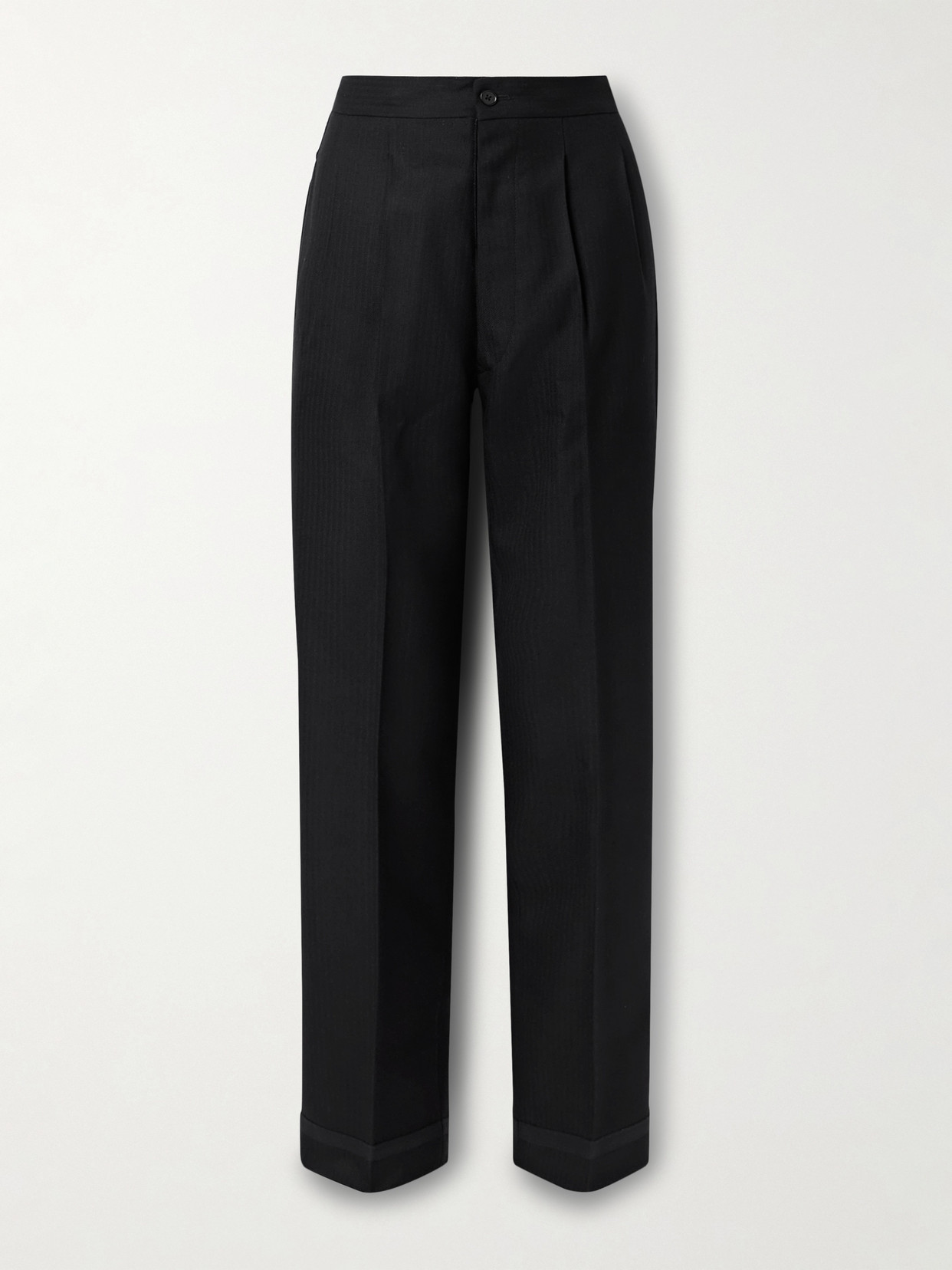 Maison Margiela Herringbone Wool Straight-leg Pants In Black