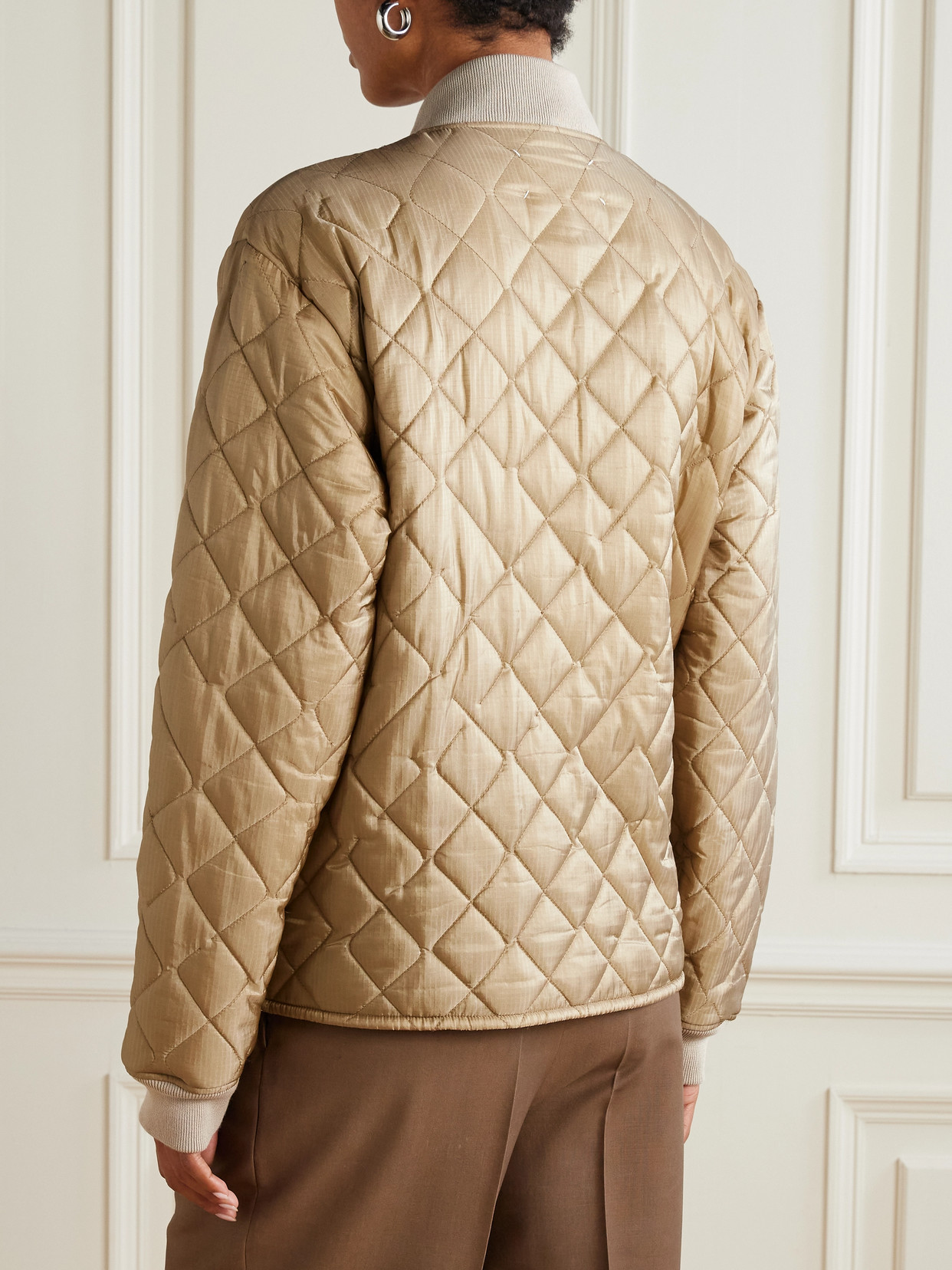 Maison Margiela Reversible Quilted Shell And Ribbed Cotton Jacket In Brown