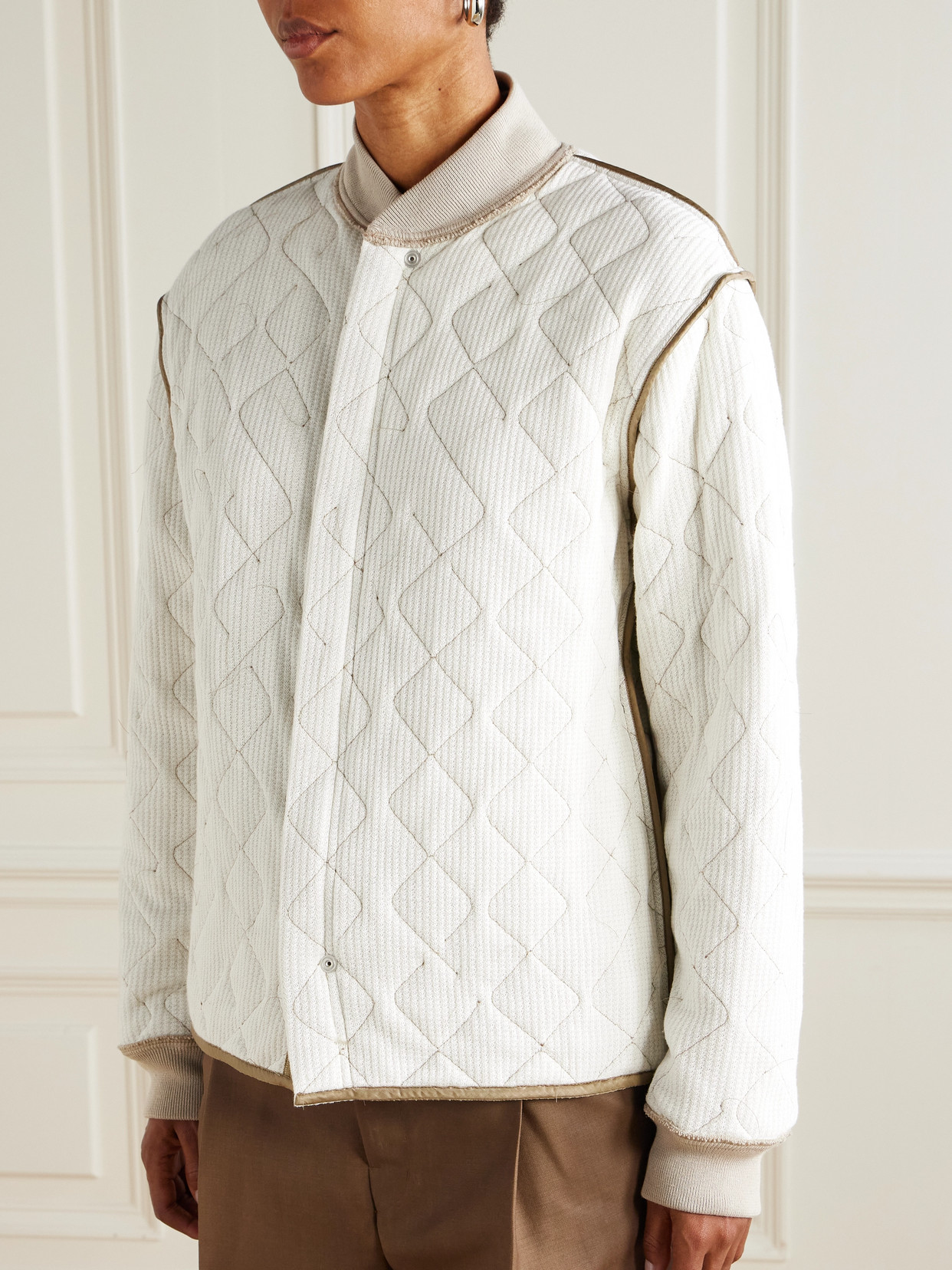 Maison Margiela Reversible Quilted Shell And Ribbed Cotton Jacket In Brown