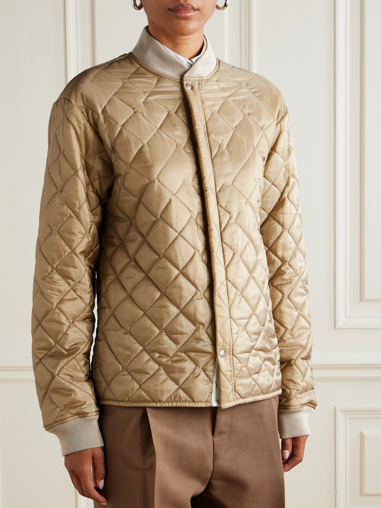 Maison Margiela Reversible Quilted Shell And Ribbed Cotton Jacket In Brown