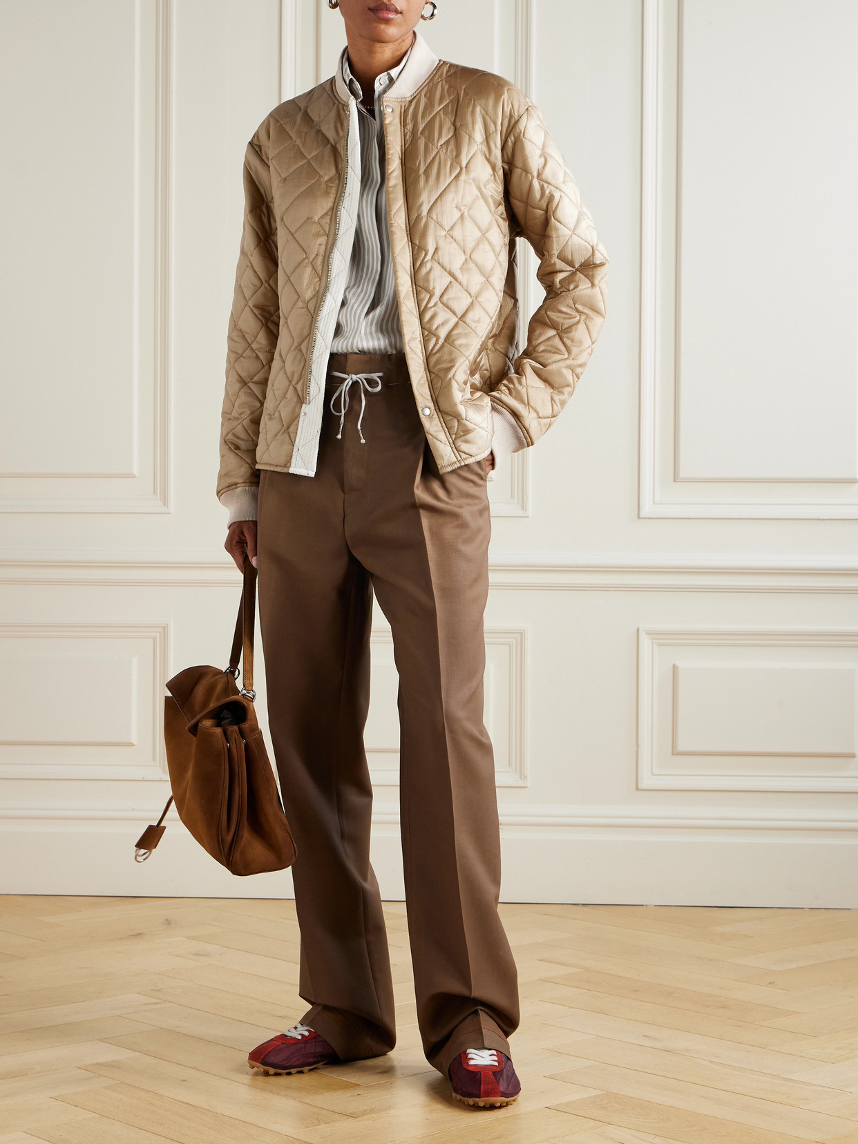 Maison Margiela Reversible Quilted Shell And Ribbed Cotton Jacket In Brown