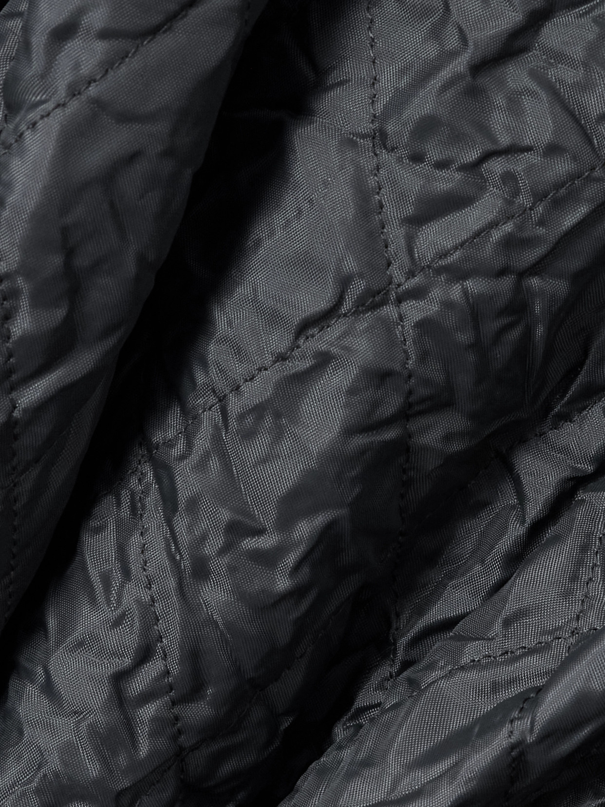 Padded Wool-Trimmed Quilted Crinkled Jacket