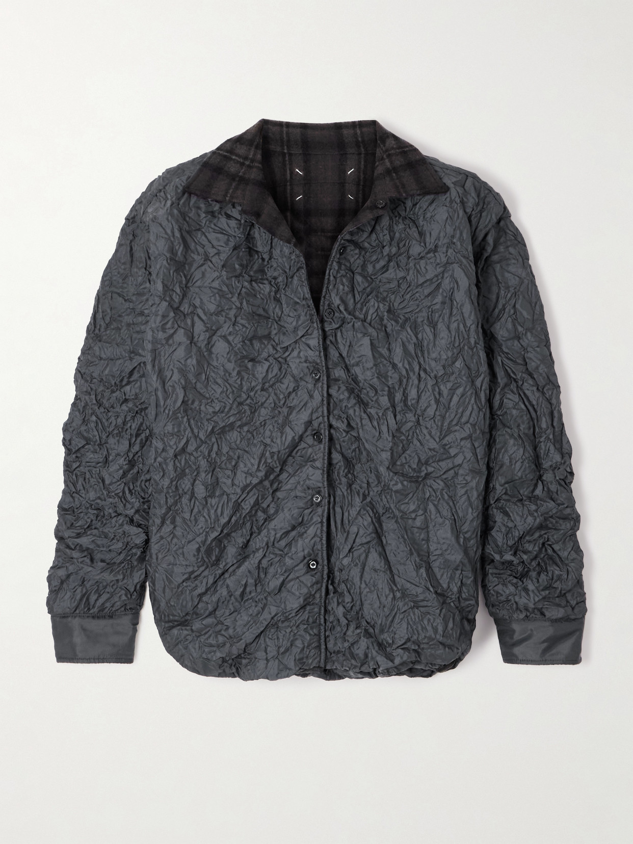 Maison Margiela Padded Wool-trimmed Quilted Crinkled Shell Jacket In Black