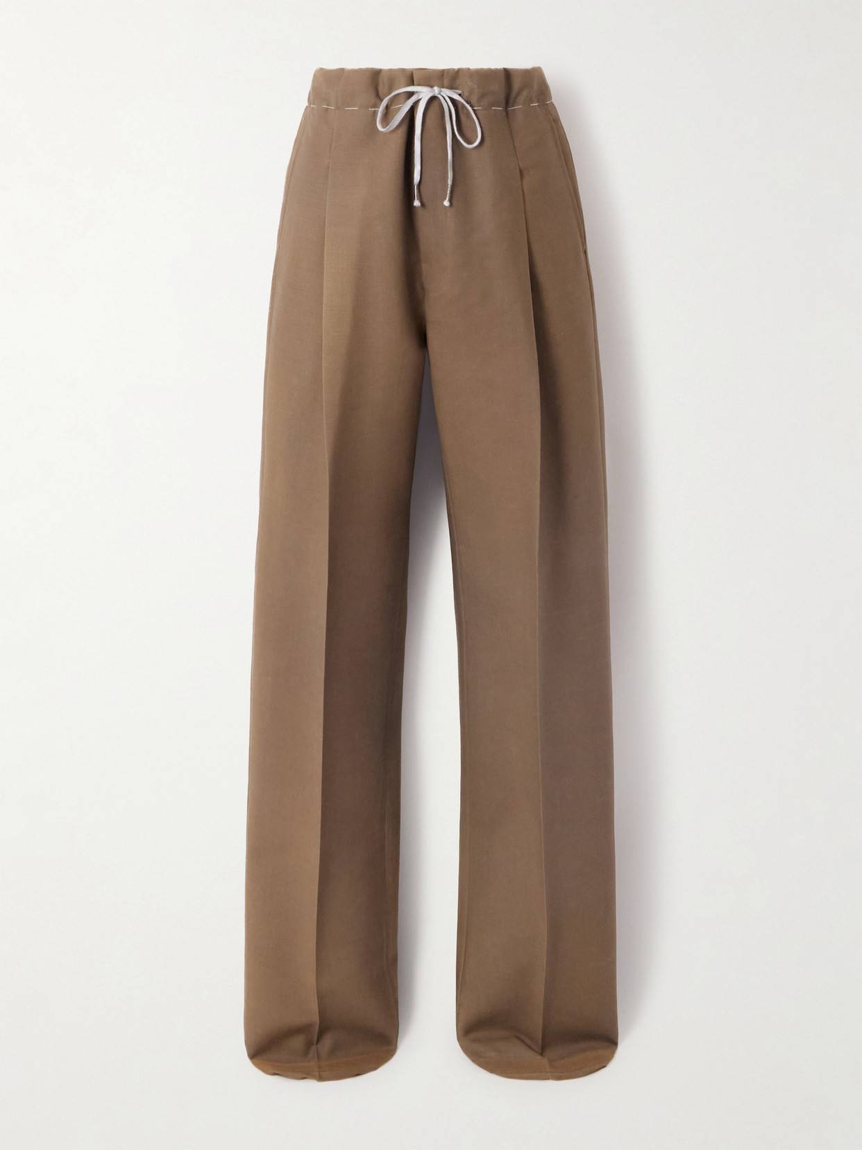 Maison Margiela Pleated Mohair And Wool-blend Straight-leg Pants In Brown