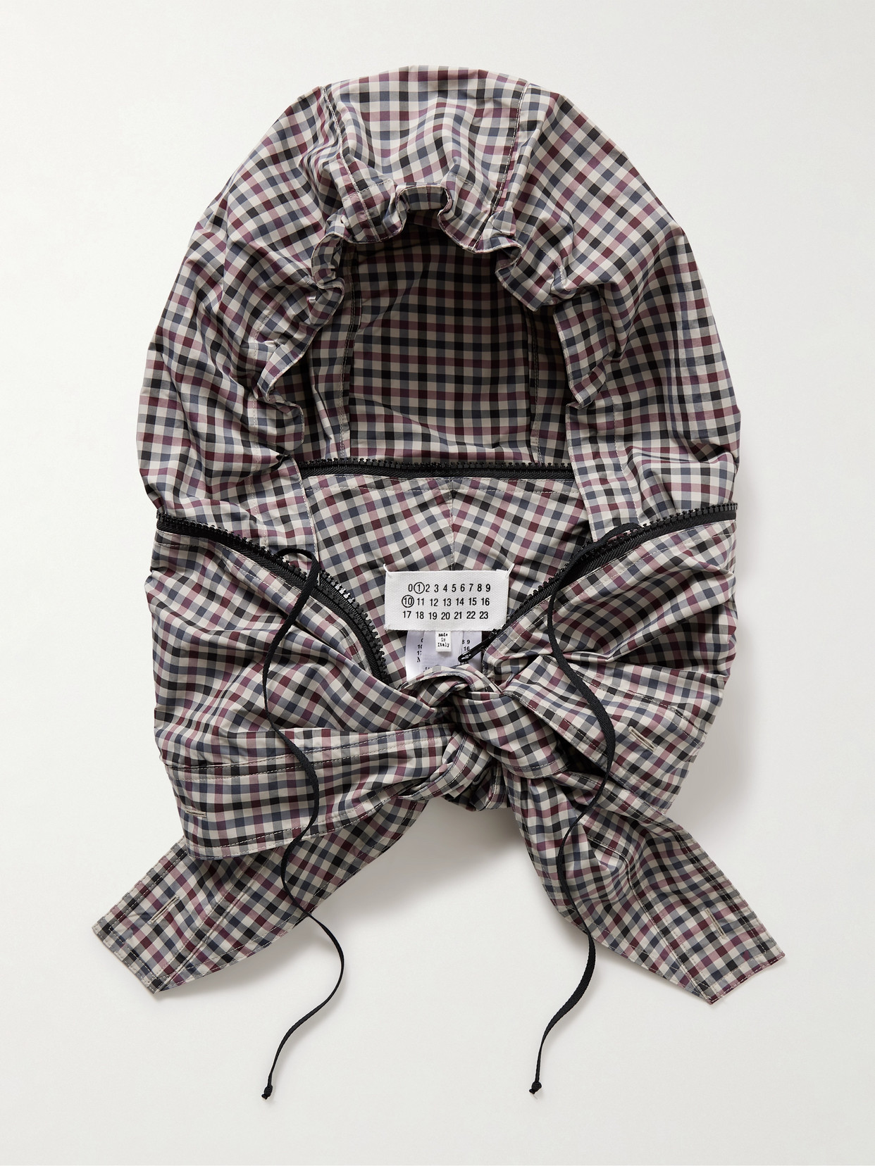 Maison Margiela Gingham Shell Scarf In Gray