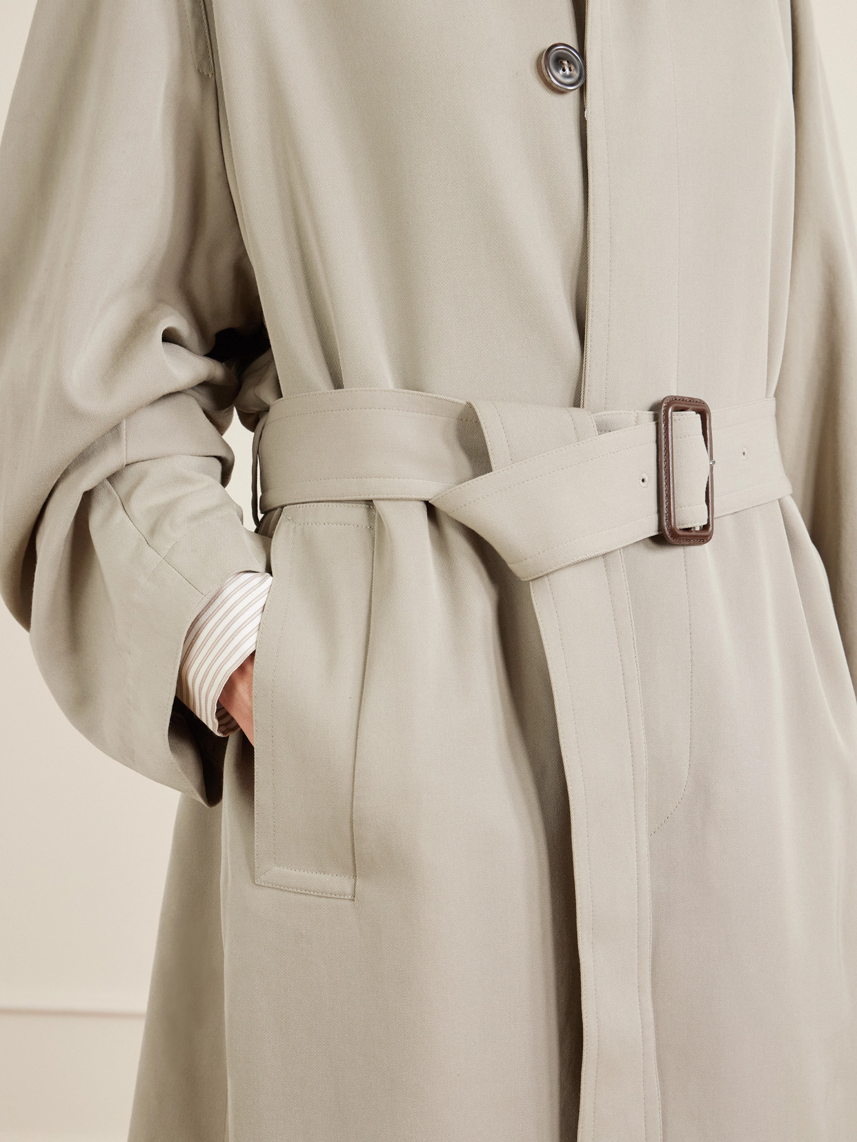 Belted Wool-Gabardine Trench Coat