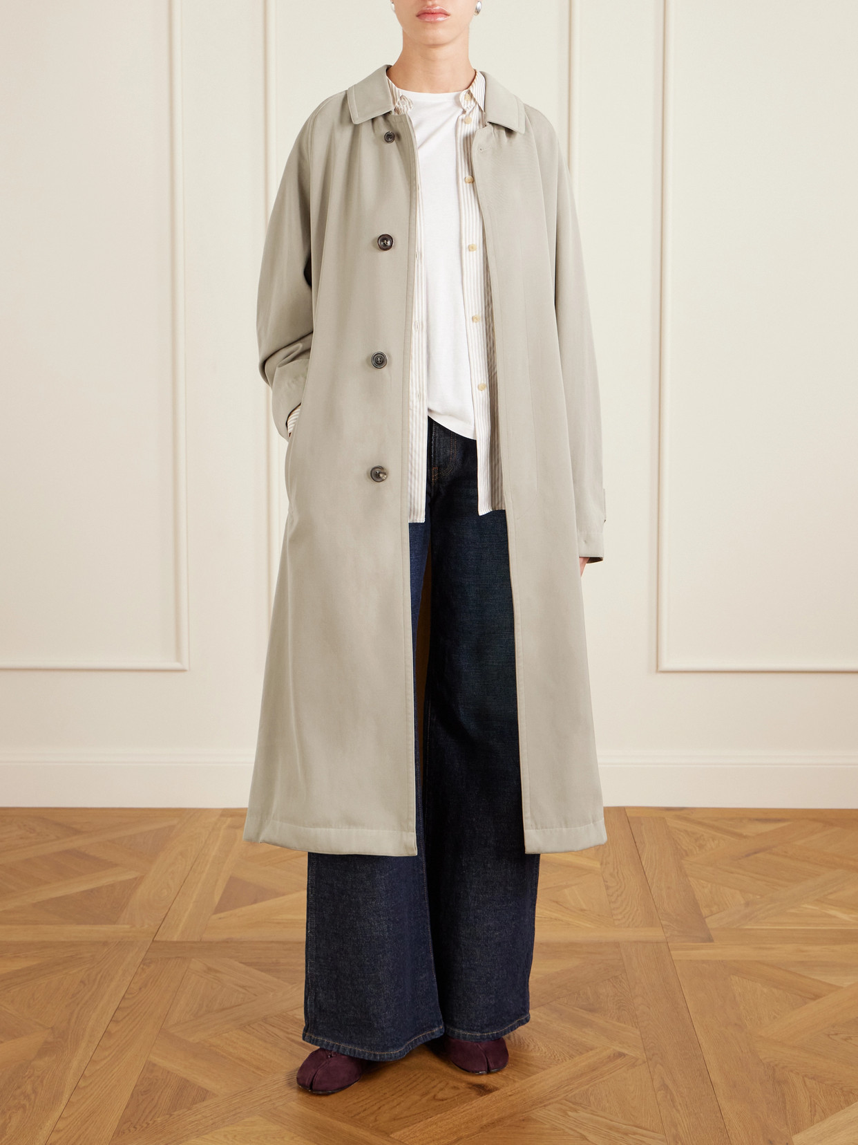 Belted Wool-Gabardine Trench Coat