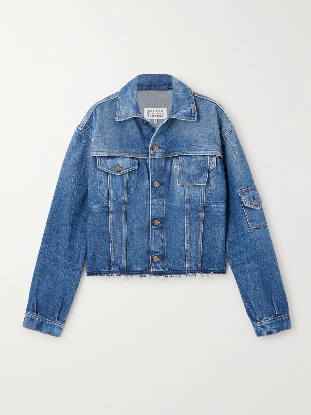 Maison Margiela Sports Frayed Denim Jacket In Blue