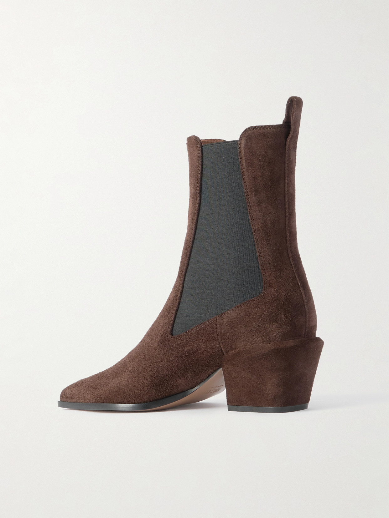 Paris Texas Pointed Toe Suede Ankle Boots With Block Heel In Brown