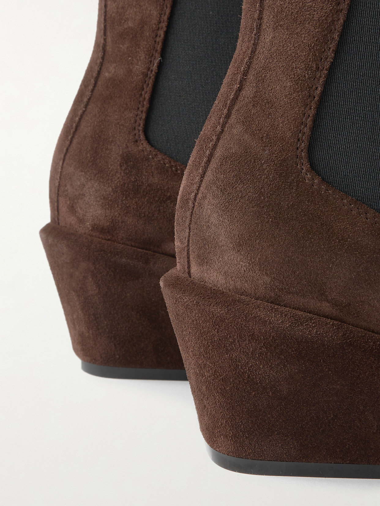 Paris Texas Pointed Toe Suede Ankle Boots With Block Heel In Brown