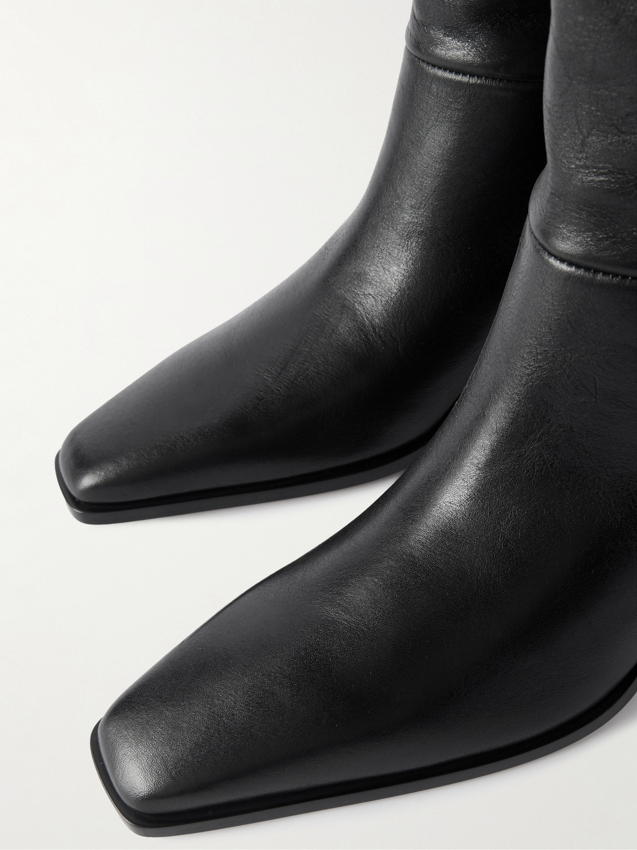 Paris Texas Western Style Leather Knee Length Boots In Black