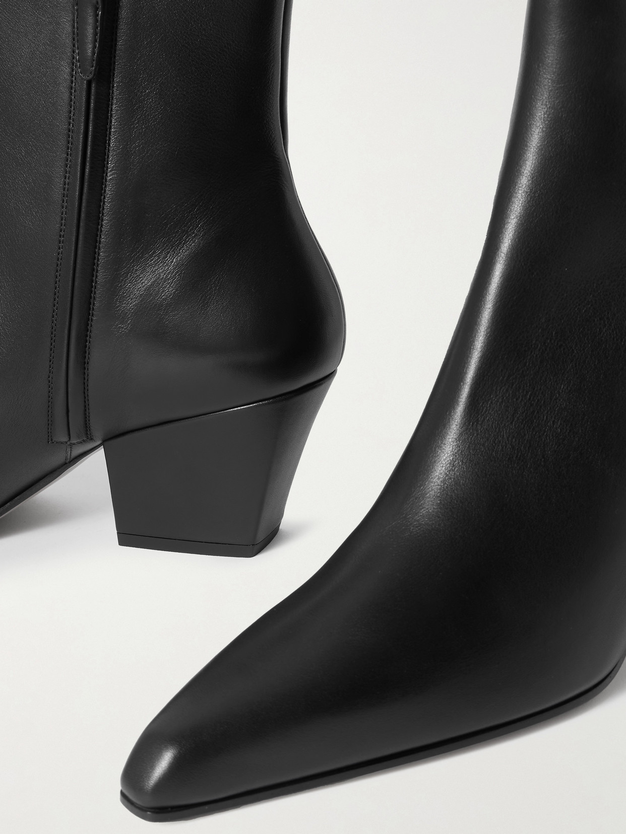 Paris Texas Block Heel Ankle Boots With Pointed Toe In Black