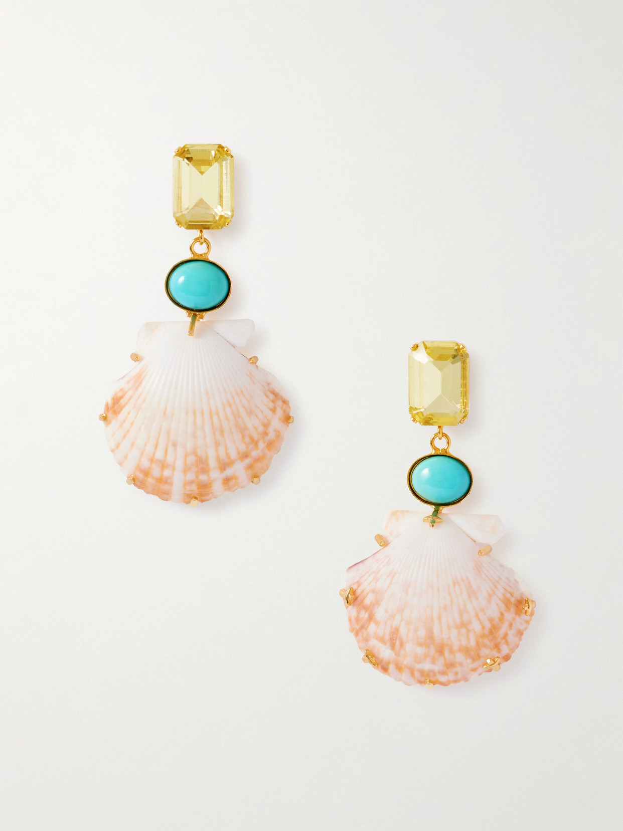 Jennifer Behr Riviera Gold-plated, Turquoise, Shell And Crystal Earrings In Multi