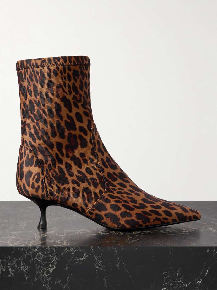 Stuart Weitzman Naomi Leopard-print Scuba Ankle Boots