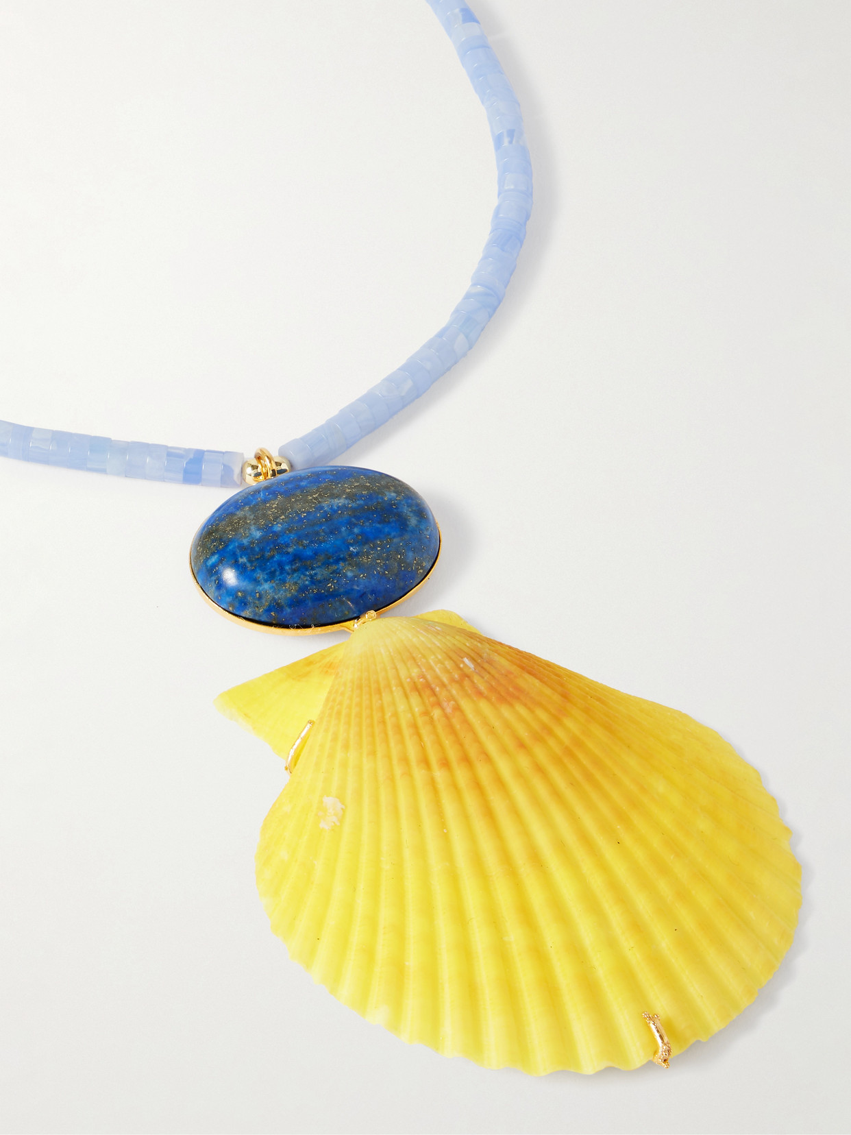Jennifer Behr Makana Gold-plated, Chalcedony, Lapis Lazuli And Shell Necklace