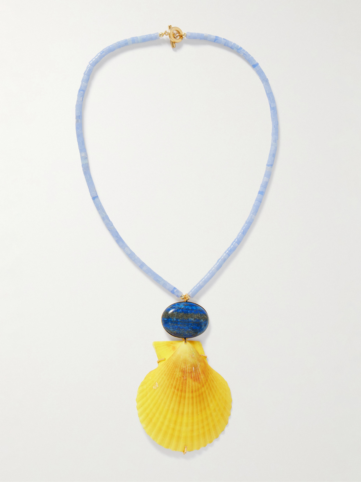 Jennifer Behr Makana Gold-plated, Chalcedony, Lapis Lazuli And Shell Necklace In Blue
