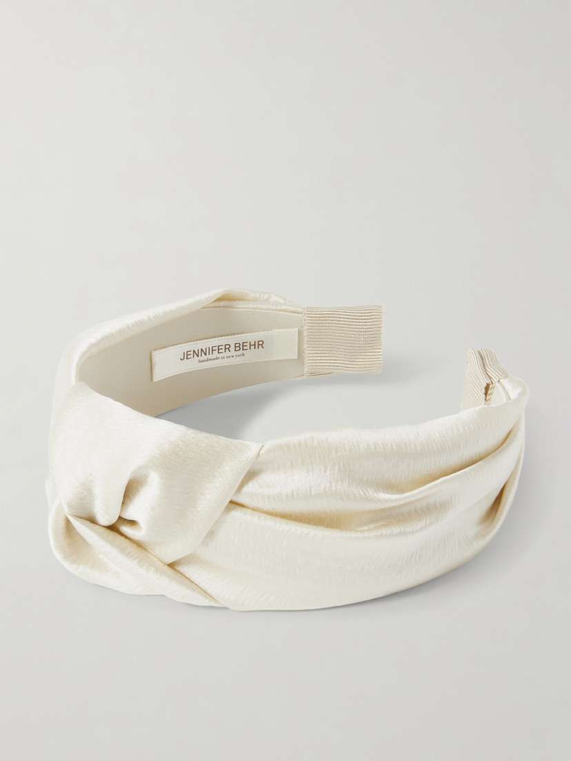 Jennifer Behr Samaya Knotted Hammered Silk-satin Headband